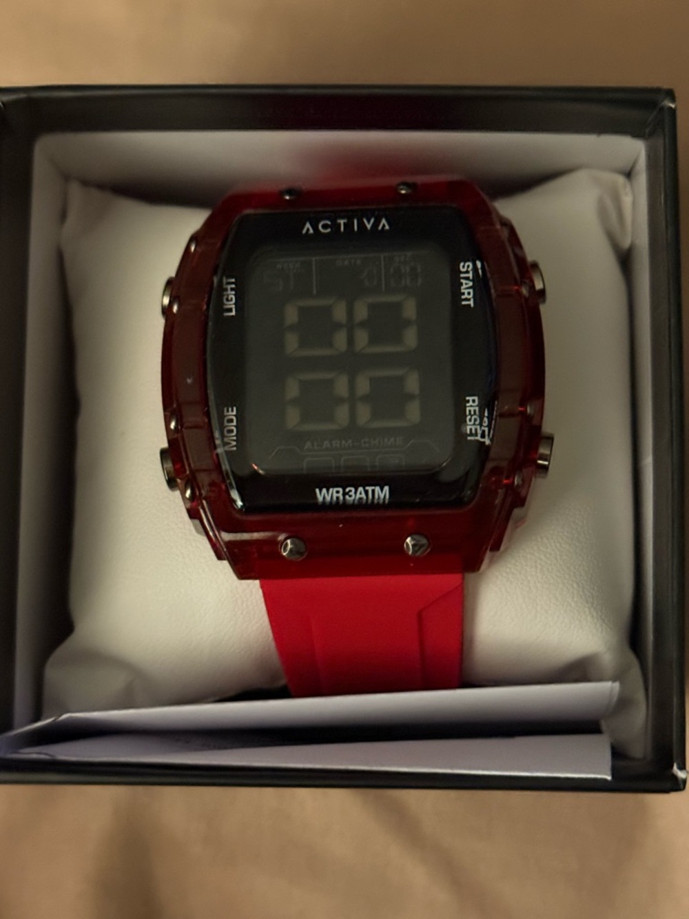 Ativa Red Transparent Case Digital Sport Watch